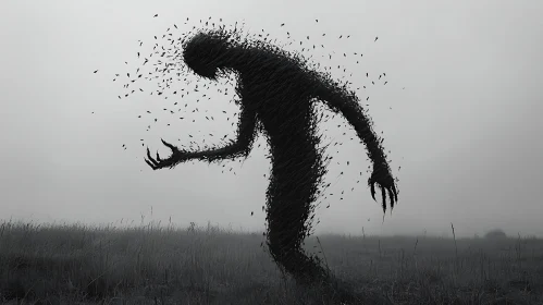 Shadow Figure Disintegrating into the Fog