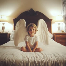 Serene Child Angel on Bed