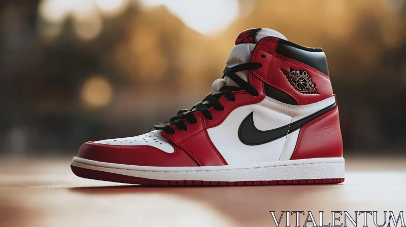 Iconic Red and White High-Top Sneaker AI Image