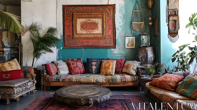 Eclectic Living Room with Textile Art