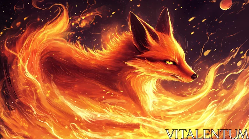 Fox Ablaze: A Fantasy Creature in Flames