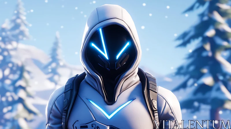 Hooded Neon Character in Snow