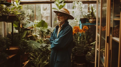 Man in Greenhouse