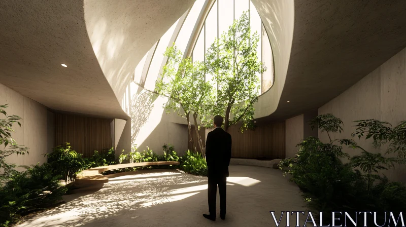 Man in a Green Interior Space AI Image