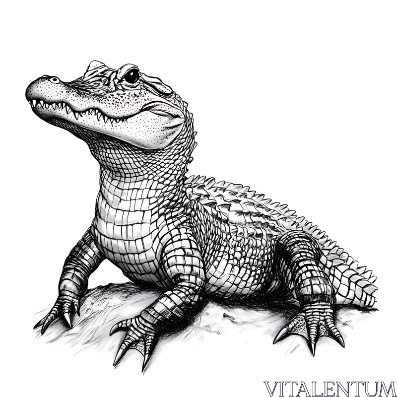 Resting Alligator Detailed Reptile Illustration