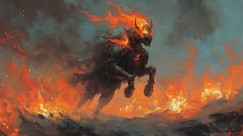 Horse engulfed in flames