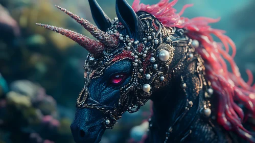 Enigmatic Unicorn with Red Mane