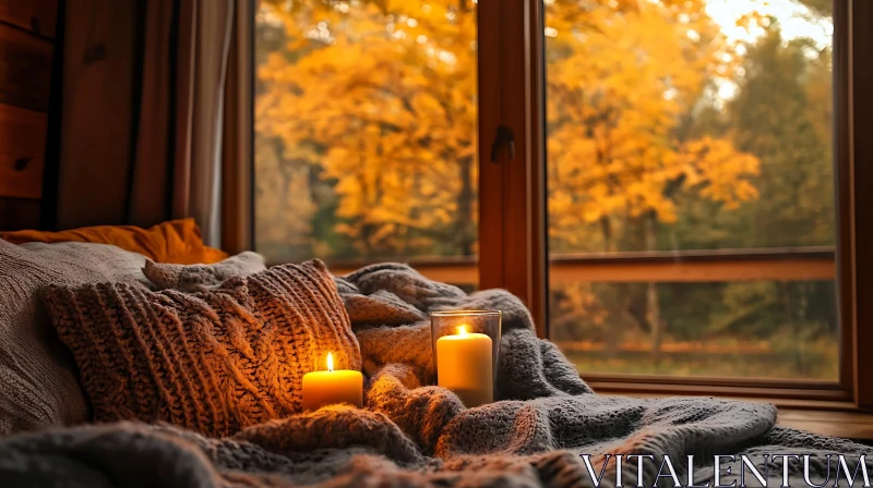 AI ART Candlelit Comfort: An Autumn Interior