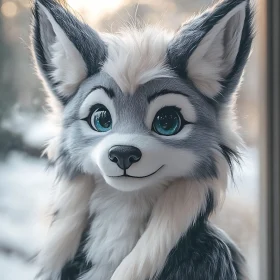 Cute Animal Portrait with Blue Eyes