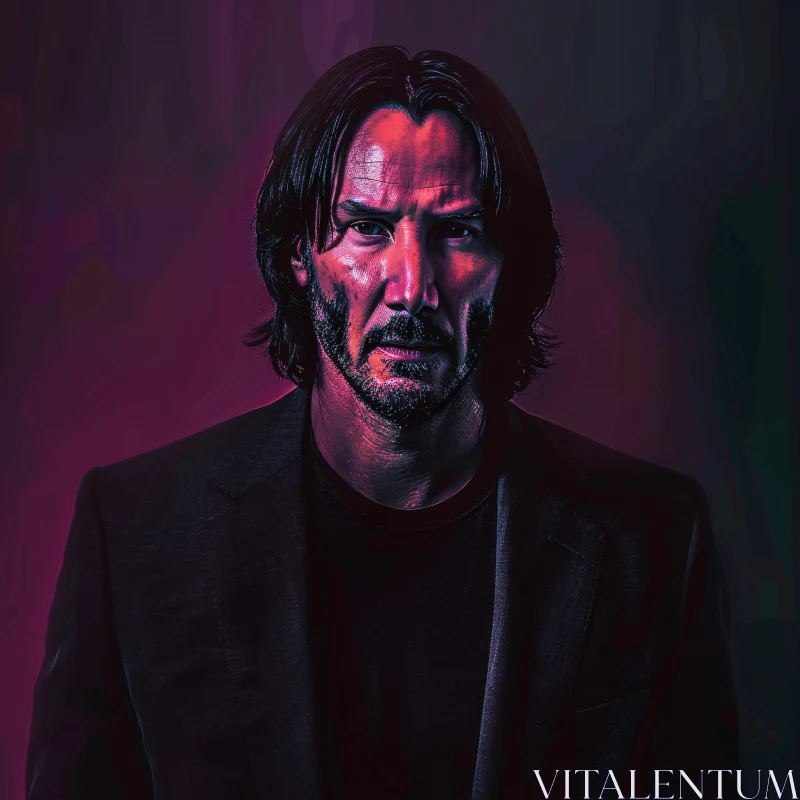 Moody Artistic Portrait of Keanu Reeves AI Image
