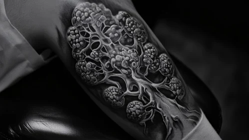 Detailed Tree Tattoo in Black and White