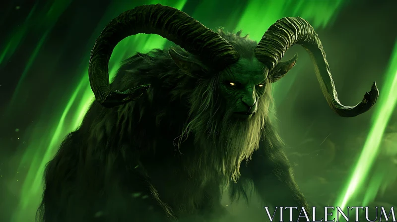 Mystical Horned Demon in Green Light
