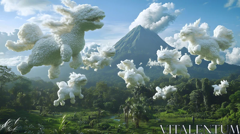 Fantasy Landscape with Cloud Creatures