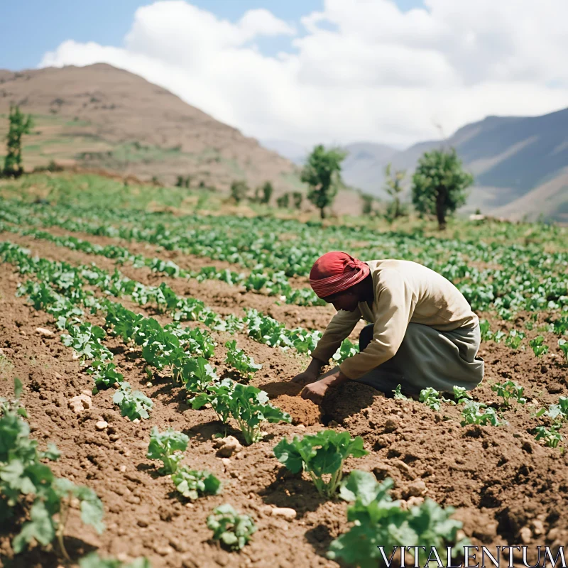 Agricultural Worker Planting Seedlings