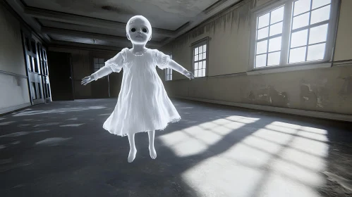 Floating Doll in Empty Room