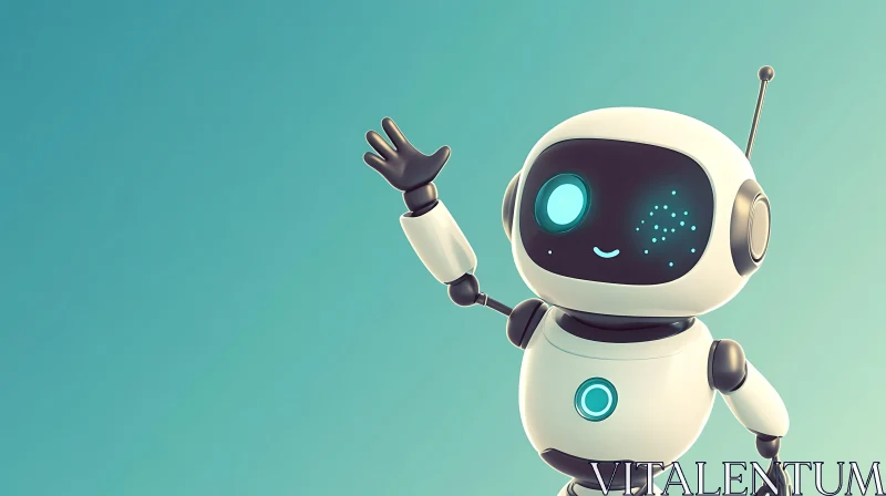 Charming Robot Illustration on Teal Background