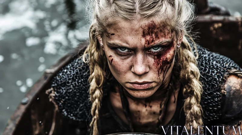 Determined Female Warrior in Chainmail