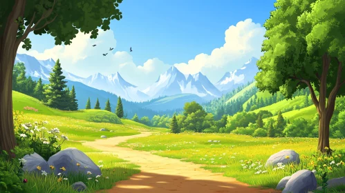 Tranquil Path Through Green Valley