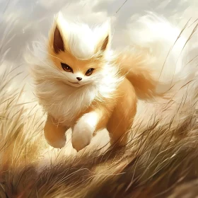 Adorable Fox Kit in Grassy Field