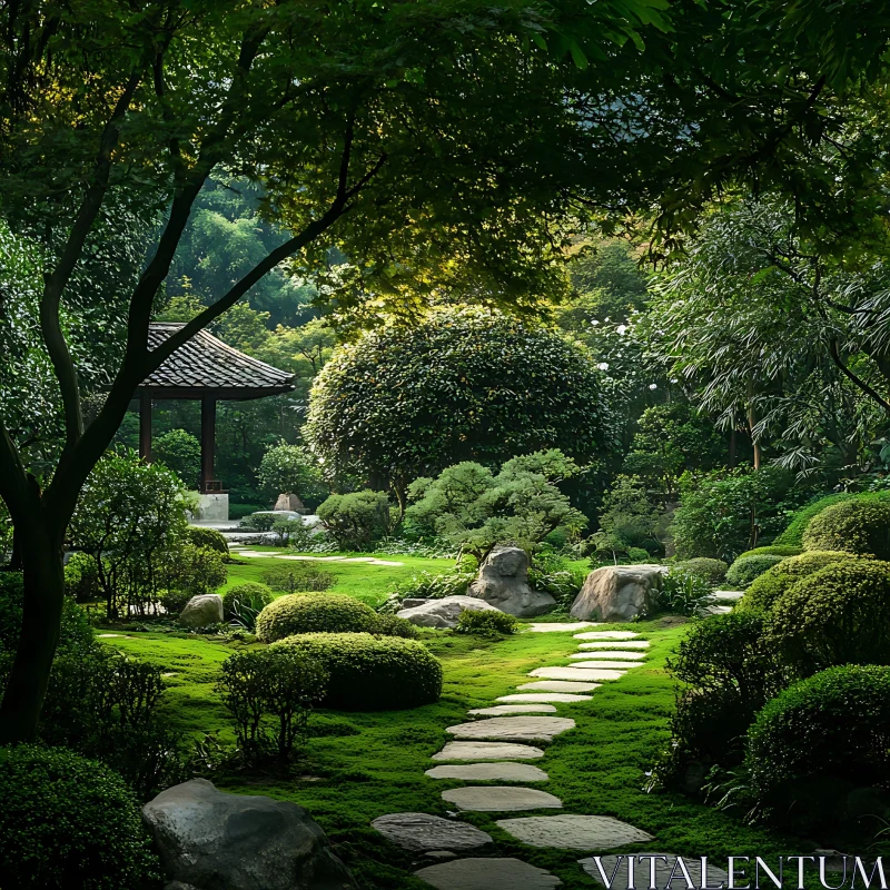 Zen Garden Landscape with Pagoda