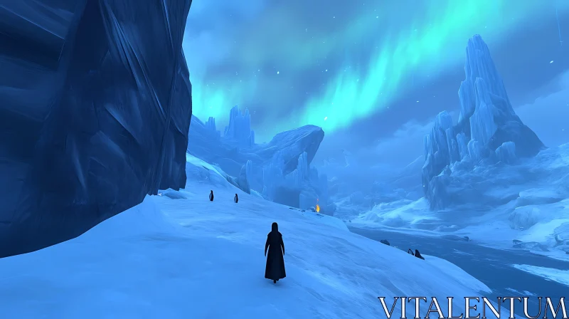 Icy Expanse Under Northern Lights