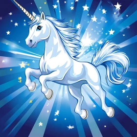 Celestial Unicorn Cartoon Illustration