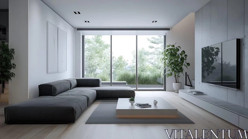 Minimalist Interior with Grey Sofa
