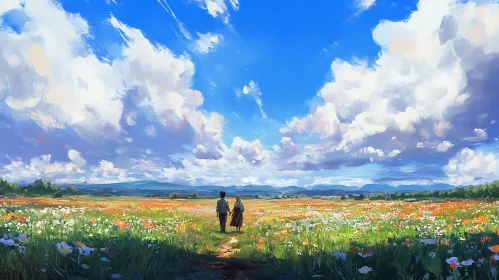 Tranquil Walk in Blooming Meadow