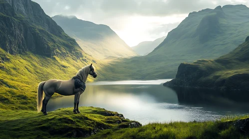Majestic Horse in Mountain Landscape