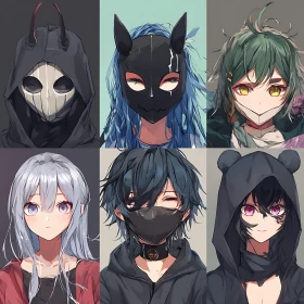 Anime Style Portraits with Unique Masks