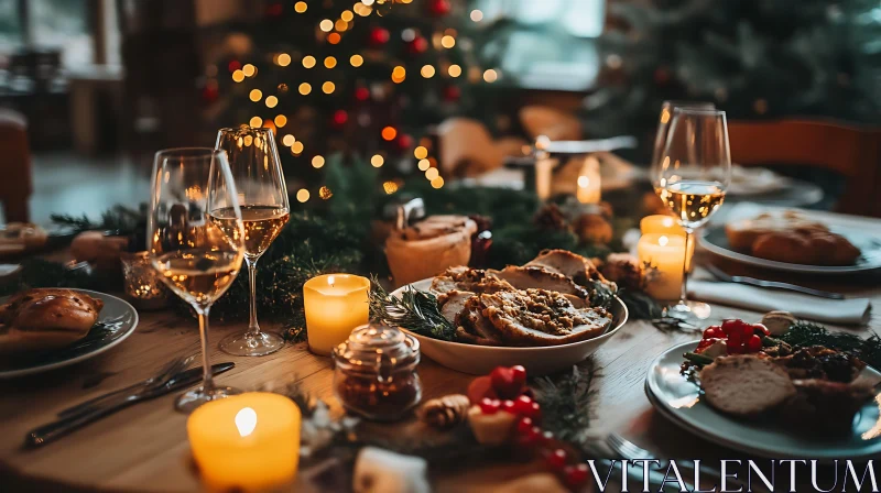 Holiday Feast with Candlelight and Wine