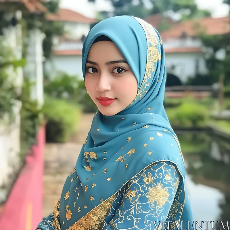 Serene Portrait of Woman in Traditional Attire