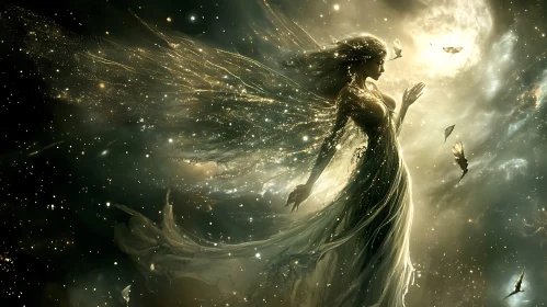 Celestial Being in Cosmic Dreamscape