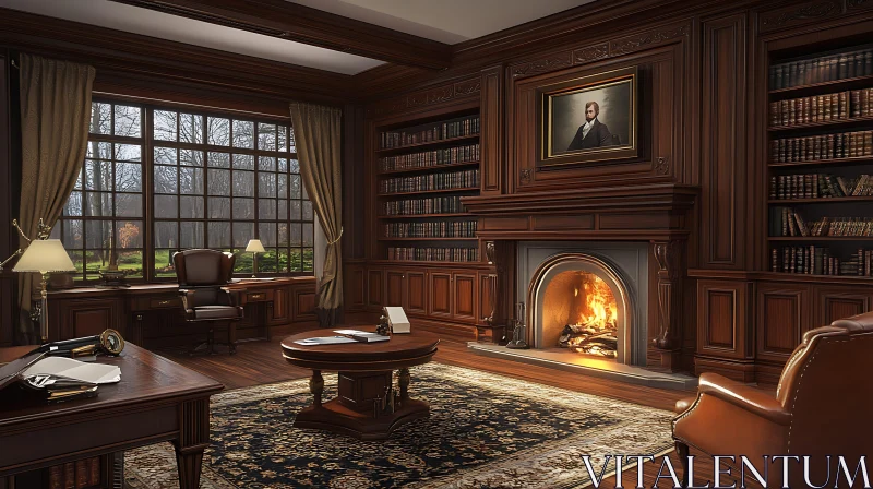 AI ART Warm and Inviting Home Library