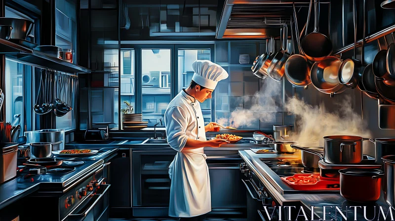 Chef in a Cutting-Edge Kitchen AI Image