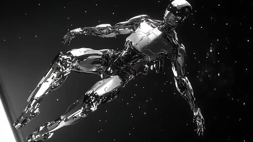 Futuristic Robot in Starry Space