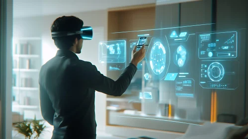 Virtual Reality Interface: Man Using VR