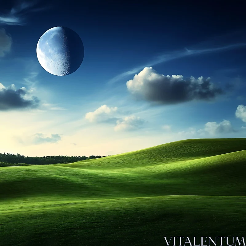 Rolling Hills Under the Moonlight
