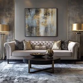 Elegant Living Room with Modern Art and Chic Decor