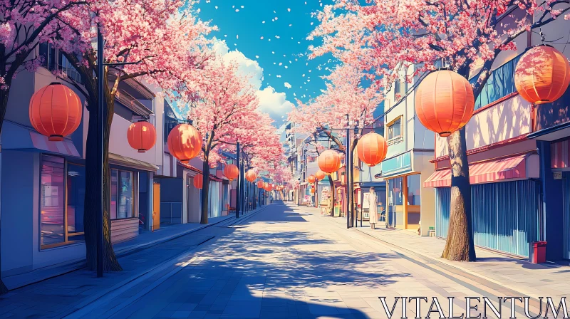 City Street in Bloom: A Springtime Scene