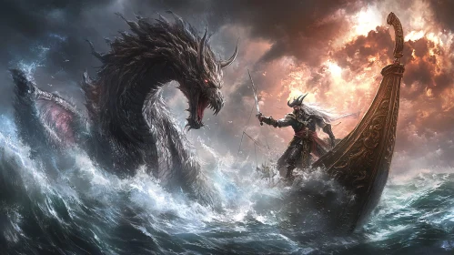 Warrior's Stand Against the Sea Dragon