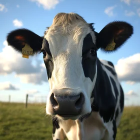 Black and White Cow in Field