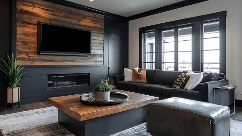 Stylish Living Room with Wooden Accents