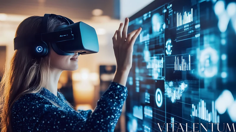Woman Interacting with Virtual Reality Interface
