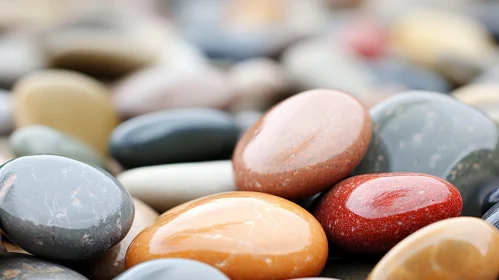 Colorful Polished Stones in Natural Setting