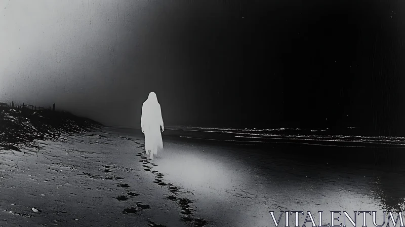 Spectral Figure on a Shoreline AI Image