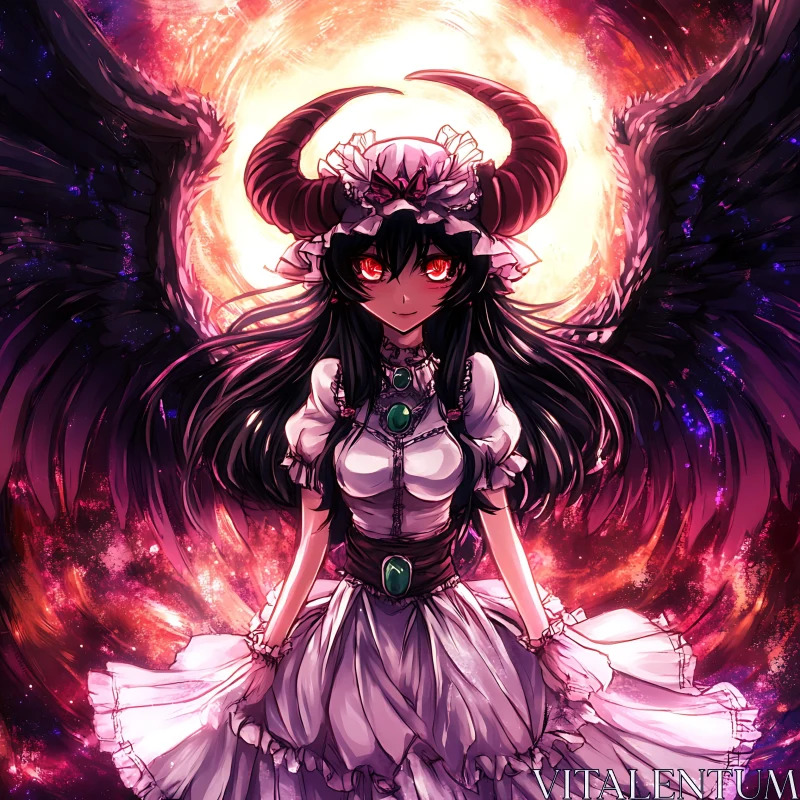 Anime Character with Cosmic Wings