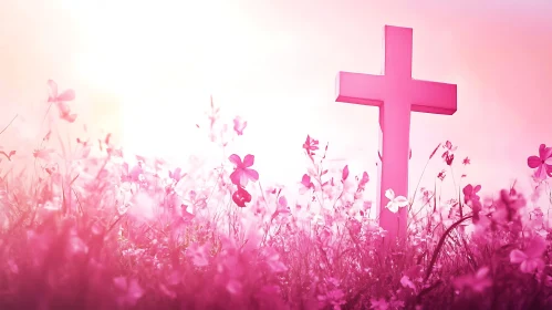 Floral Cross: A Springtime Religious Scene