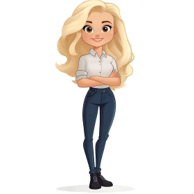 Blonde Woman Cartoon Character Art