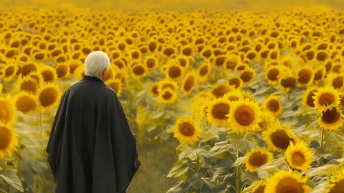 Person in Sunflower Field: A Moment of Solitude